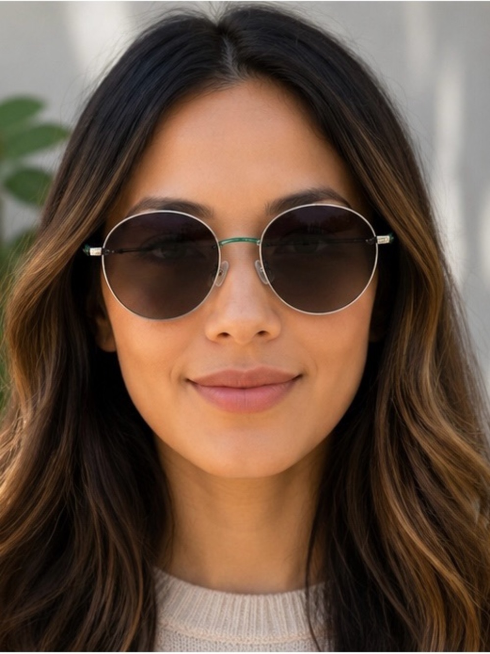kate spade Round Metal Sunglasses in Black and Green Accent